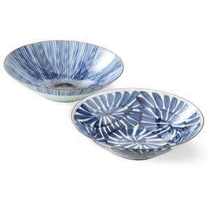 ふるさと納税 長崎県 【波佐見焼】手描き多用鉢  古染紋(直径21×5.5cm 2柄2個組)【西海陶...