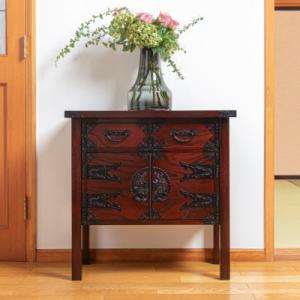 ふるさと納税 利府町 仙台箪笥　両開コンソール　拭き漆塗り　(お申込書返送後1ヵ月〜4ヵ月程度でお届け)