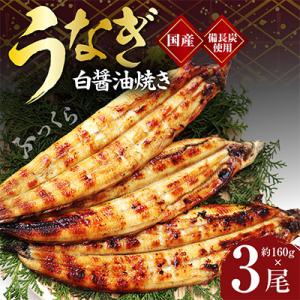 ふるさと納税 泉佐野市 国産!うなぎ白醤油焼き3尾　せいろ蒸し 備長炭仕上げ