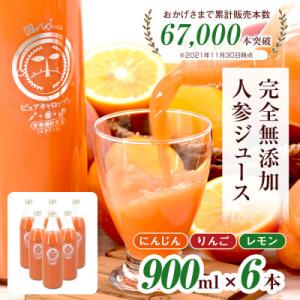 ふるさと納税 函南町 無添加ストレートにんじんジュース900ml×6本　栽培期間中農薬・化学肥料不使...