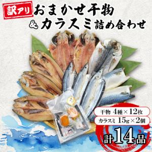 ふるさと納税 長崎市 【長崎加工】　訳ありおまかせ干物　4種類(12枚) とカラスミ詰め合わせ
