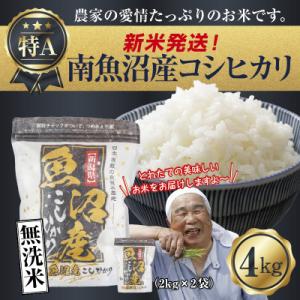 ふるさと納税 南魚沼市 無洗米 令和7年産 南魚沼産 コシヒカリ 4kg (美味しいお米の炊き方ガイ...