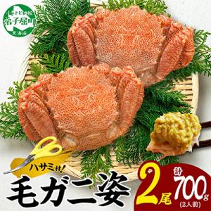 ふるさと納税 弟子屈町 毛蟹 姿 2尾 計700g前後 ボイル 食べ方ガイド・専用ハサミ付 北海道 弟子屈町 3334
