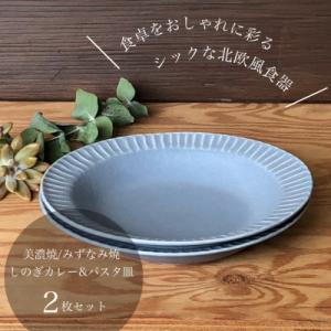 ふるさと納税 瑞浪市 【美濃焼/みずなみ焼】シックな北欧風食器 しのぎカレー&amp;パスタ皿2枚セット(ブ...