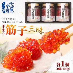 ふるさと納税 石狩市 佐藤水産の手まり筋子三昧(塩味・明太味・醤油味)