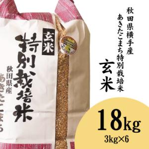 ふるさと納税 横手市 米どころ秋田県横手産のあきたこまち 特別栽培米 玄米 18kg (3kg×6袋)