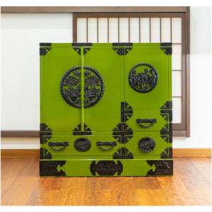 ふるさと納税 利府町 仙台箪笥 帖面箪笥 常盤色漆塗り KB-29常盤 (お申込書返送後2ヶ月〜5ヶ月以内でお届け)