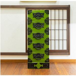 ふるさと納税 利府町 仙台箪笥 すきまチェスト 常盤色漆塗り KB-120常盤(お申込書返送後2ヵ月〜5ヵ月程度でお届け)