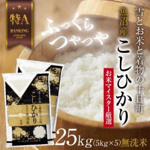 ふるさと納税 十日町市 無洗米 魚沼産 コシヒカリ 25kg 美味い炊き方ガイド付