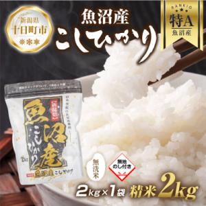 ふるさと納税 十日町市 【無地熨斗】無洗米 魚沼産 コシヒカリ 2kg(美味しい炊き方ガイド付き)