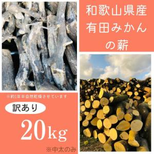 ふるさと納税 有田川町 【訳アリ】有田みかんの薪!20Kg(中太のみ)バイオマスエネルギーで火を楽し...