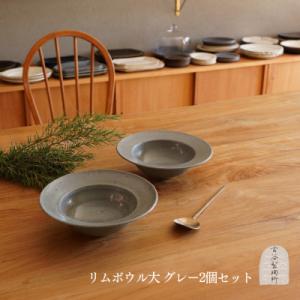 ふるさと納税 甲賀市 信楽焼 リムボウル(大) グレー釉 2枚セット