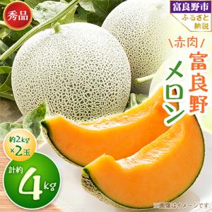 ふるさと納税 富良野市 【2026年発送　先行受付】富良野メロン　秀品　赤肉約2kg×2玉　計約4kg