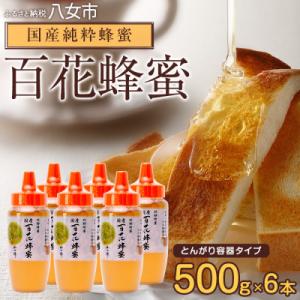 ふるさと納税 八女市 かの蜂の国産純粋蜂蜜 百花蜂蜜 3kg(500gとんがりポリ容器×6本) 八女...