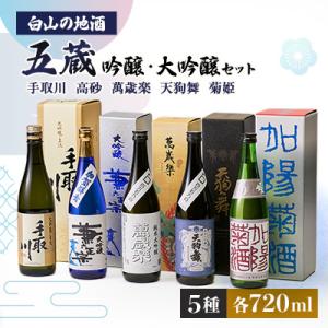 ふるさと納税 白山市 【白山の地酒】五蔵【高砂・萬歳楽・菊姫・手取川・天狗舞】吟醸・大吟醸セット