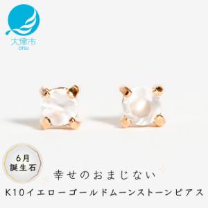 ふるさと納税 大津市 【10金 ムーンストーンピアス】大人可愛い天然石 6月誕生石 K10イエローゴ...