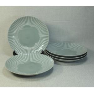 ふるさと納税 長崎県 【波佐見焼】φ21.5cmの皿5枚組 花ふわりグレー 5 11323