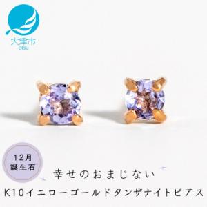 ふるさと納税 大津市 【10金 タンザナイトピアス】大人可愛い天然石 12月誕生石 K10イエローゴ...