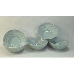 ふるさと納税 長崎県 【波佐見焼】φ14.5cmの小鉢5個組  花ふわりグレー  5　10143