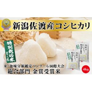 ふるさと納税 佐渡市 令和4年産　　食味鑑定コンクール金賞　新潟県佐渡産コシヒカリ(特別栽培米)4kg(2kg×2)