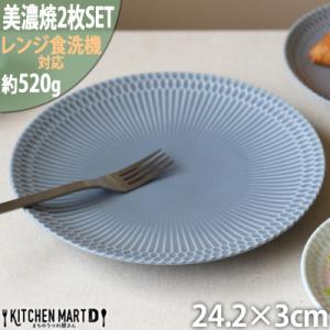 ふるさと納税 瑞浪市 【2枚SET】美濃焼 さざなみ 24丸皿 ブルーグレー 24.2×3cm 52...