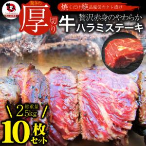 ふるさと納税 三木町 贅沢赤身 牛ハラミステーキ 10枚セット(合計2.5kg) 厚切り 秘伝のタレ...