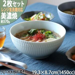 ふるさと納税 瑞浪市 【2枚SET】美濃焼 さざなみ 19鉢 青白 1450cc 19.3×8.7c...