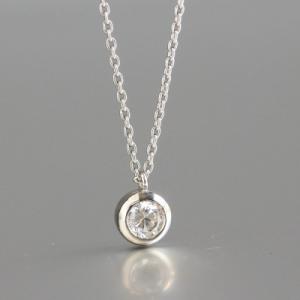 ふるさと納税 大津市 プラチナ900【0.2ct ラボダイヤモンドネックレス】ふくりん留め 未来の輝...