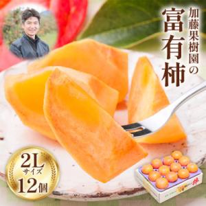 ふるさと納税 本巣市 加藤果樹園の富有柿 2Lサイズ (12個入)