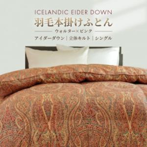 ふるさと納税 花巻市 アイダー 羽毛布団 掛け シングル[ウォルター・ピンク]アイスランド アイダー...