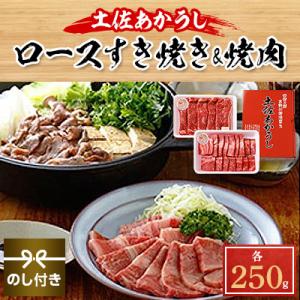 ふるさと納税 本山町 【のし付き】土佐あかうし　ロースすき焼き&amp;焼肉　各250g