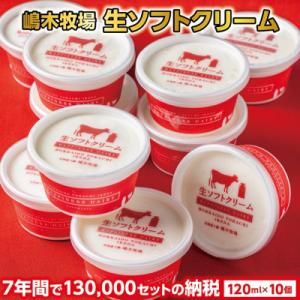 ふるさと納税 池田町 〈嶋木牧場〉牧場の生ソフトクリーム 120ml×10個  スイーツ 十勝アイスクリーム詰め合わせ