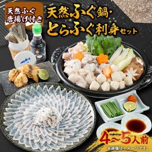 ふるさと納税 長門市 天然ふぐ唐揚げ付き天然ふぐ鍋とらふぐ刺身セット4-5人前
