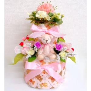 ふるさと納税 大和高田市 おむつケーキ 2段(ピンク)