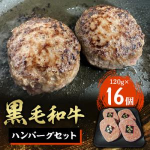 ふるさと納税 鴻巣市 黒毛和牛ハンバーグ120g×16個セット　