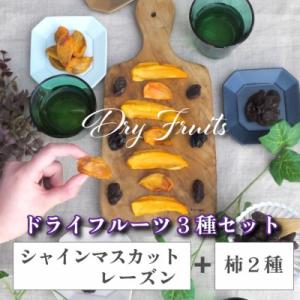 ふるさと納税 山梨市 シャインマスカットのレーズンと柿2種のドライフルーツセット 30g×3袋 無添加、砂糖不使用