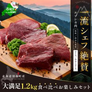 ふるさと納税 別海町 一流シェフ絶賛の鹿肉(エゾシカ肉) 計1.2kg ジビエ食べ比べお楽しみセット...