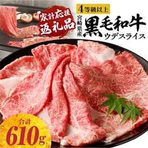 ふるさと納税 宮崎市 宮崎県産 黒毛和牛 肩(ウデ) スライス 610g(すき焼き)