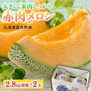 ふるさと納税 富良野市 【2026年発送】北海道富良野産 赤肉メロン 大玉 2玉(1玉2.8kg前後...