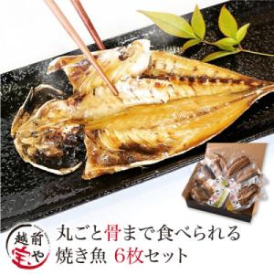 ふるさと納税 福井市 丸ごと骨まで食べられる焼き魚 ( 塩干し 醤油干し )6枚/ さんま あじ さば