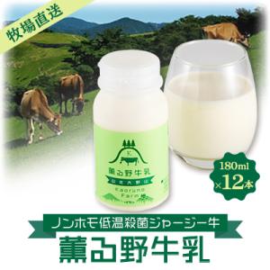 ふるさと納税 山北町 【牧場直送】薫る野牛乳180ml×12本　ノンホモ低温殺菌ジャージー牛　山地酪...