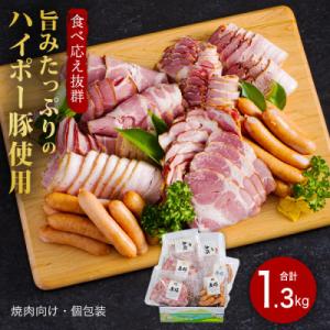 ふるさと納税 周南市 ハム・ベーコン・ソーセージ詰め合わせ1.3kg　旨みたっぷりのハイポー豚