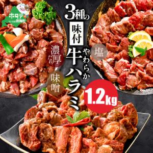 ふるさと納税 別海町 熟成 牛ハラミ焼肉セット 1.2kg 3種 小分け400g×3 牛サガリ肉好き...