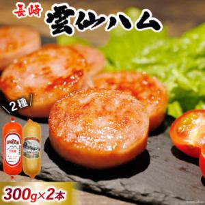 ふるさと納税 島原市 雲仙ハム ポークソーセージ 小(300g×1本)+ポークハム(300g×1本)