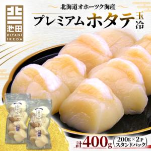 ふるさと納税 稚内市 北海道オホーツク海産プレミアムホタテ玉冷　400g(200g×2P)【スタンドパック】