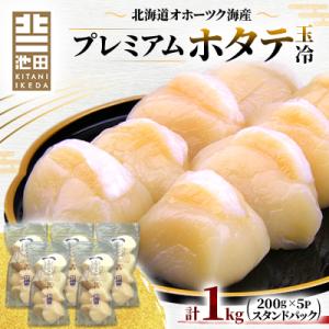ふるさと納税 稚内市 北海道オホーツク海産プレミアムホタテ玉冷　1kg(200g×5P)【スタンドパ...