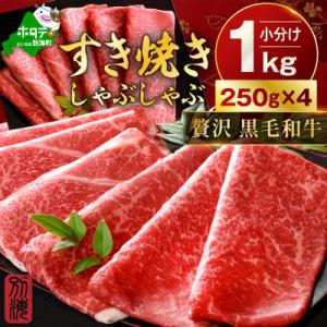 ふるさと納税 別海町 黒毛和牛 赤身スライス 1kg 5〜7人前 すき焼き・しゃぶしゃぶ用セット 小...
