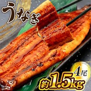 ふるさと納税 宇美町 うなぎ 約1.5kg!茶葉蒸し有頭鰻かば焼 4尾