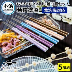 ふるさと納税 小浜市 若狭塗箸　【食洗機対応】持ちやすい木彫り箸 アースカラー 5膳セット
