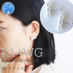 ふるさと納税 志摩市 志摩産アコヤ真珠 8-8.5ミリ 3粒ラインピアス